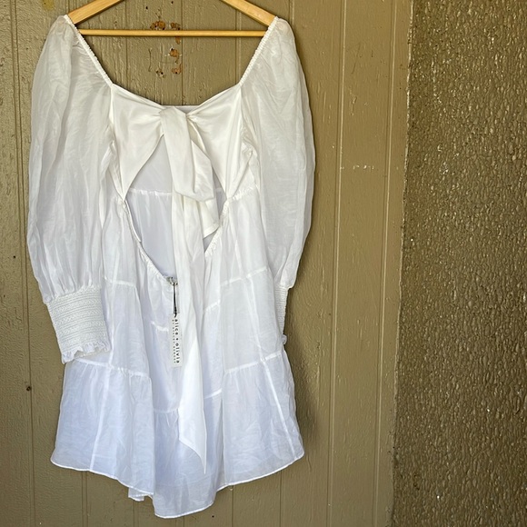 Alice + Olivia Rowen tiered tie back cotton/silk blend dress - Picture 4 of 12